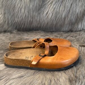 Brown Leather Mules